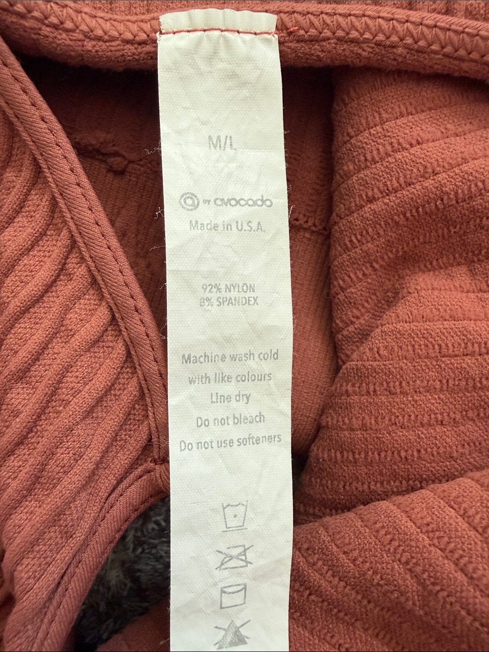 avocado Ribbed Rust Sports Bra - Picture 2 of 2